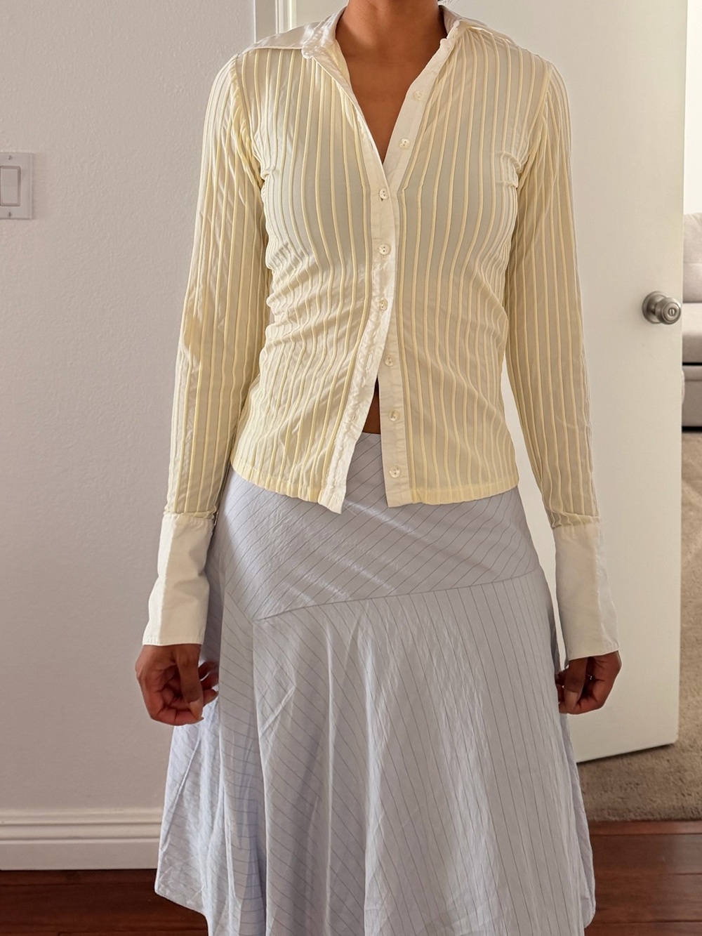 Vintage Rayure Paris Ribbed Long Sleeve Button-Down – Made in France